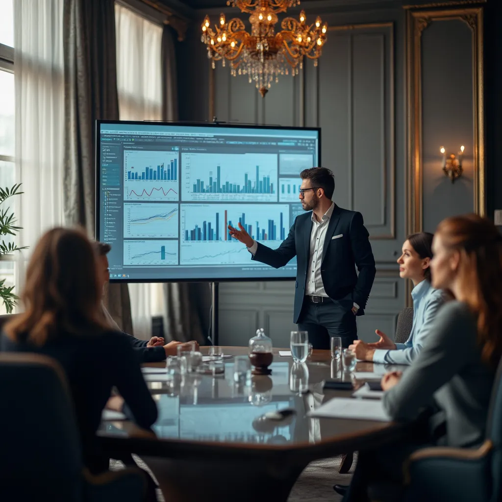 Consultor presentando estrategias a un cliente